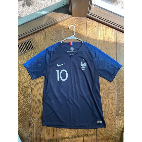 Kylian Mbappe #10 France Men Nike Soccer Jersey Blue 2018 Fifa World Cup L RARE